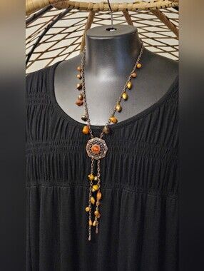 Orange Glass Hippie Necklace